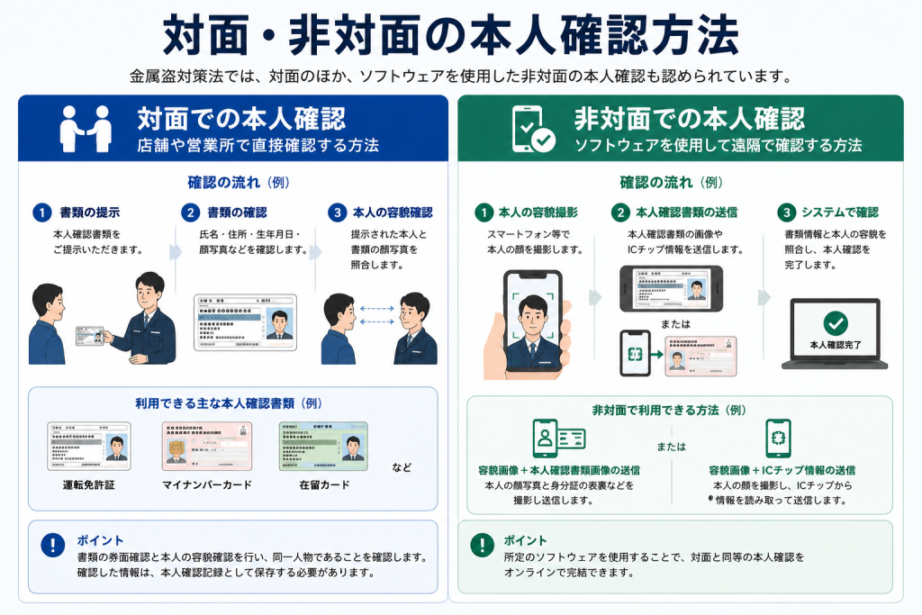 対面・非対面の本人確認方法比較